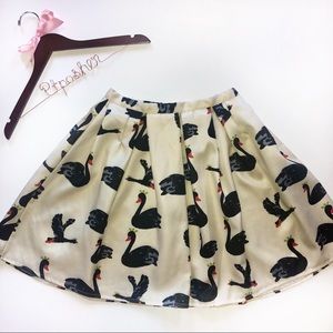 Honey mi Honey Goose Print Pleated Circle Skirt